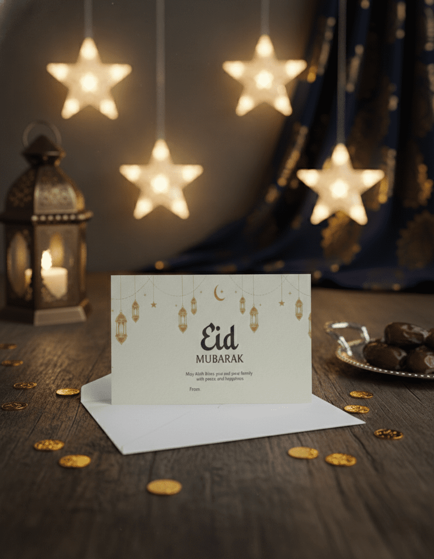 Personalized Eid Mubarak Eidi Card | Custom Card with Envelope