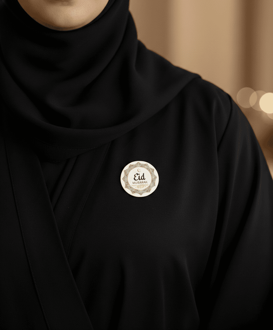 Custom Eid Mubarak Pin Badge 58mm | Personalized Islamic Gift Accessory - Image 3